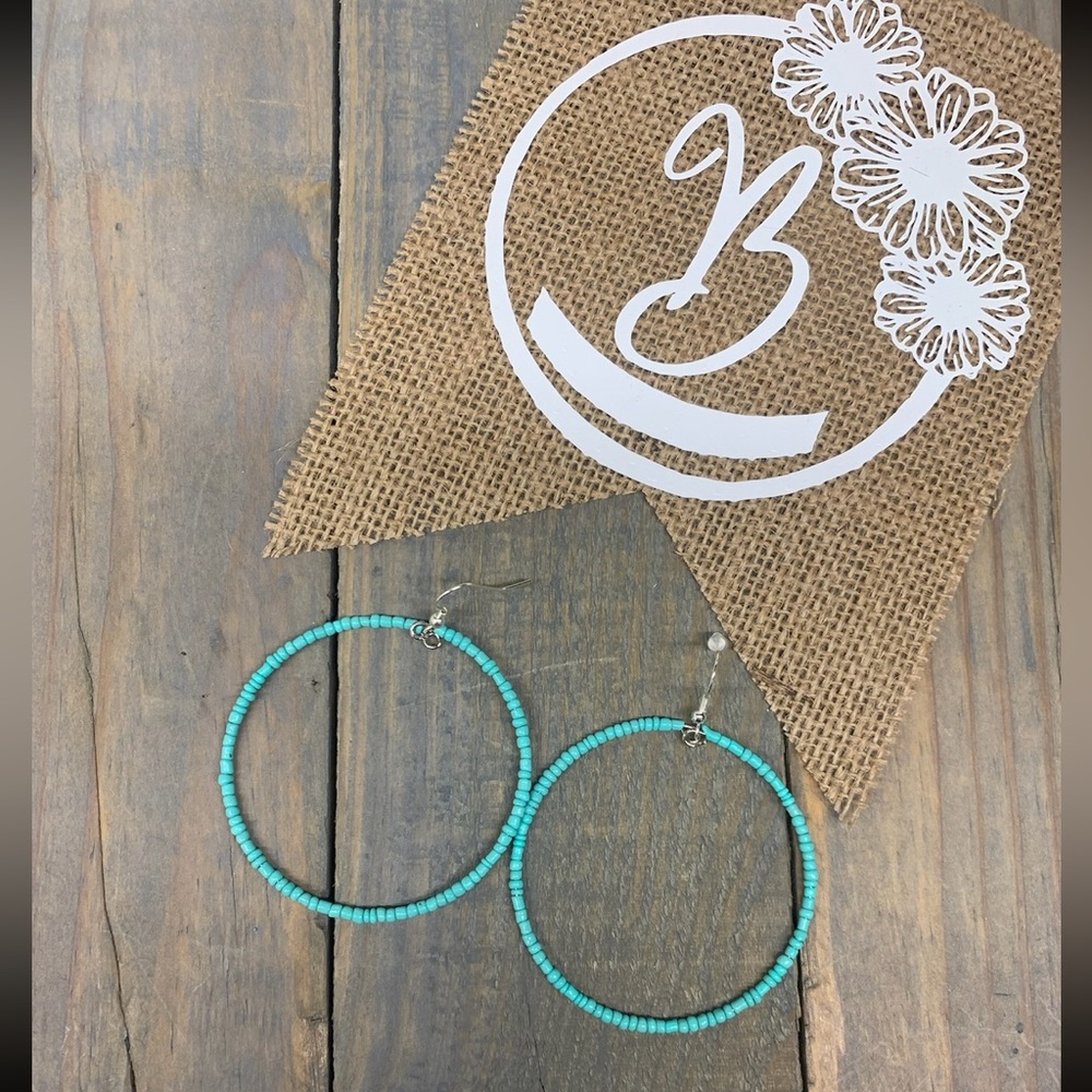 Solid Beaded Hoops: Seafoam